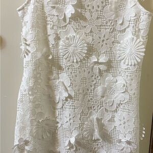 Nina Leonard White Textured Dress